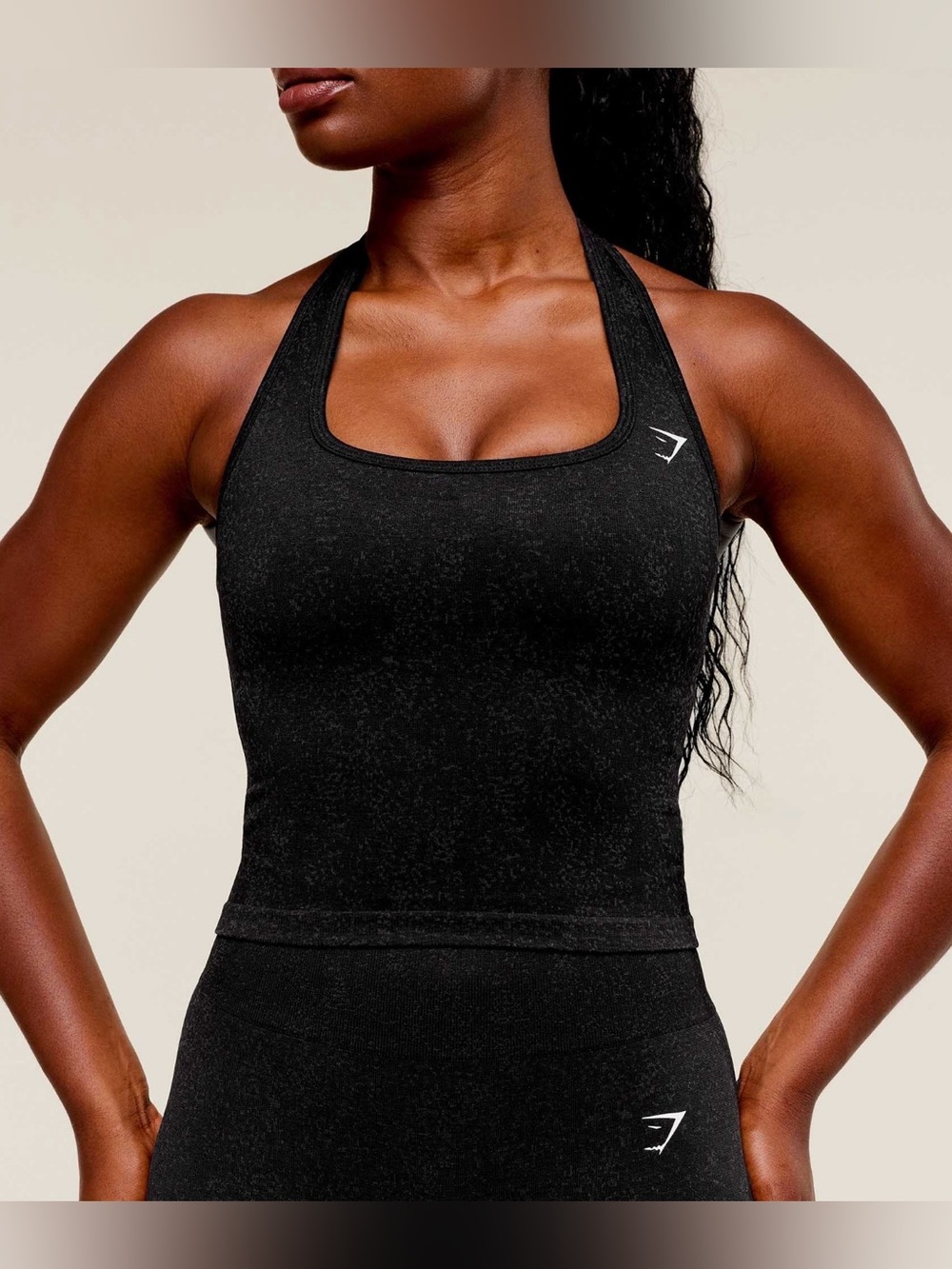 LIKE NEW women’s medium ‘Gymshark’ black adapt fleck x whitney tank with shelf